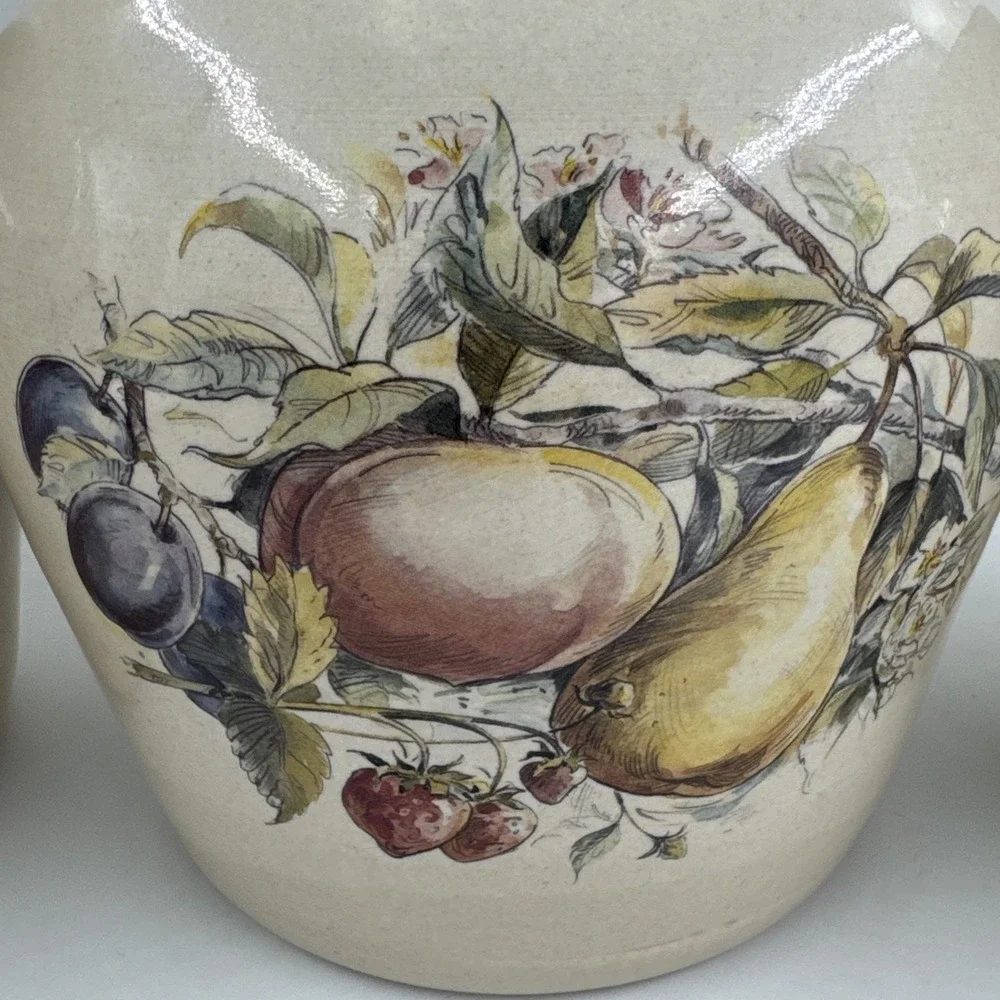 VTG Hand Painted‎ Fruit Canister Set 4 Pc Ceramic Kitchen Jars w/Lids Farmhouse